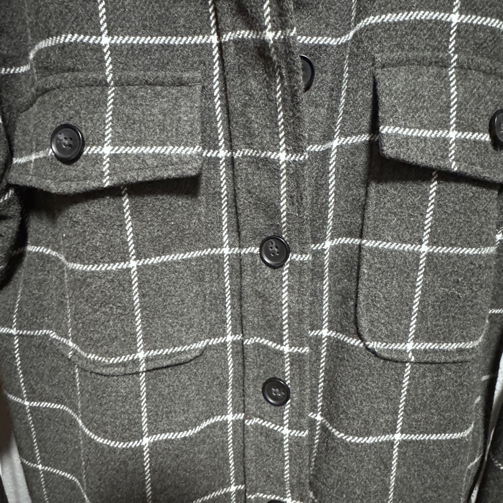 Gray Windowpane Utility Shacket Jacket - Picture 3 of 8